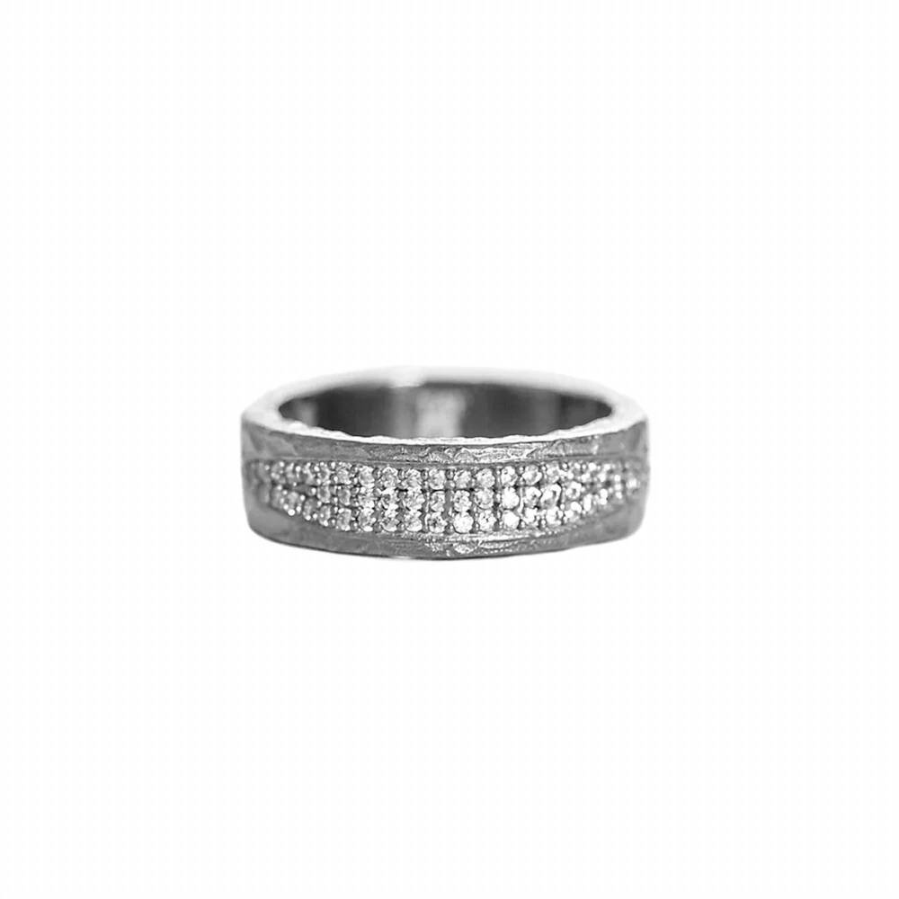 NEW TAT2 DESIGNS women's velen crystal inlay ring in vintage silver